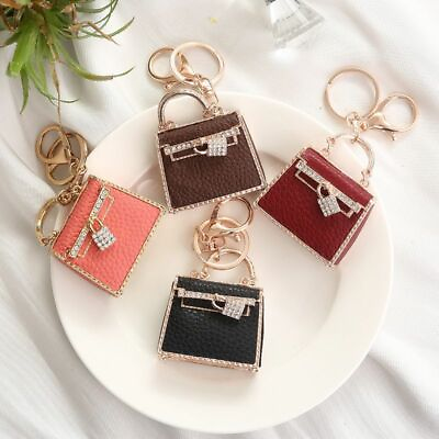 #ad 1pc Leather Mini Bag Keychain Hanging Ornament Keyring Women Fashion Jewelry Gif $24.30