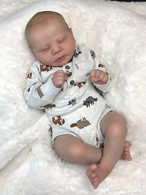 #ad 19inch Lifelike Reborn Baby Doll Sleeping Newborn Soft Vinyl Cloth Body Toy Gift $73.50