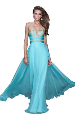 #ad La Femme Prom Dress Formal Evening Gown 20921 Caribbean 6 Violet Purple 10 $186.75