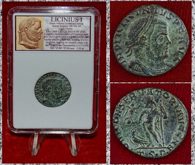 #ad Ancient Roman Empire Coin LICINIUS I Jupiter Holding Victory Thessalonica $44.80