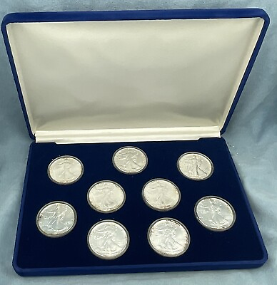 #ad 1986 87 88 89 90 91 92 93 amp; 1994 1oz Silver American Eagle 9 coins Set $588.88