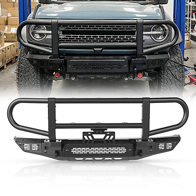 #ad Heavy Duty Super Big Front BumperBull BarSide Wings For 2021 2023 Ford Bronco $503.98