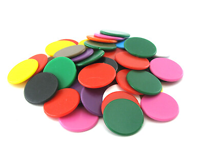#ad Pack of 50 Opaque 22mm Bingo Chips #813AA Assorted Colors $2.09