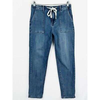 #ad Judy Blue Jeans Women#x27;s 29 Blue Straight Relaxed Drawstring Elastic Waist Denim $39.97