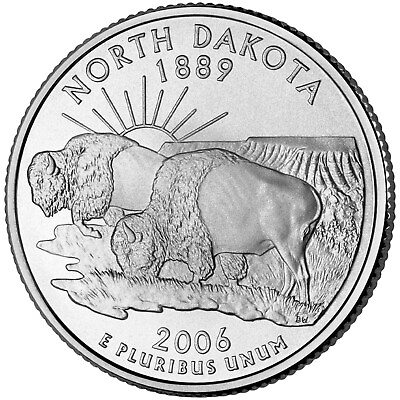 #ad 2006 P North Dakota State Quarter. Uncirculated from US Mint Roll $2.19