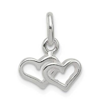 #ad Sterling Silver Polished Double Heart Charm $10.68