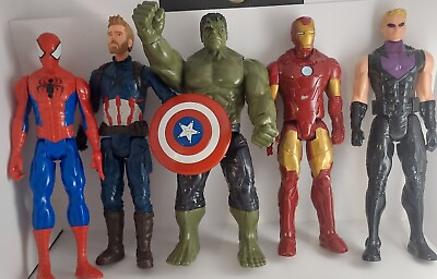 #ad Lot of 5 Marvel 12 inch Action Figures incl. rare characters: Hawkeye amp; Hulk $34.76