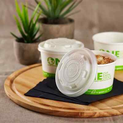 #ad Karat Earth 8oz Compostable Paper Food Container Flat Lids 90.8mm 1000 ct $114.60