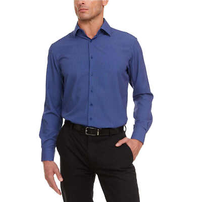 #ad Nautica Men#x27;s Button Up Dress Shirt Blue XL 17 17.5 32 33 $24.49