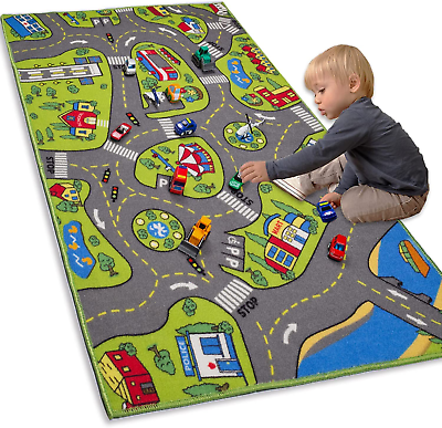 #ad Large Kids Carpet Playmat Rug 52 X 32 with Non Slip Backing City Life Play Mat $33.88