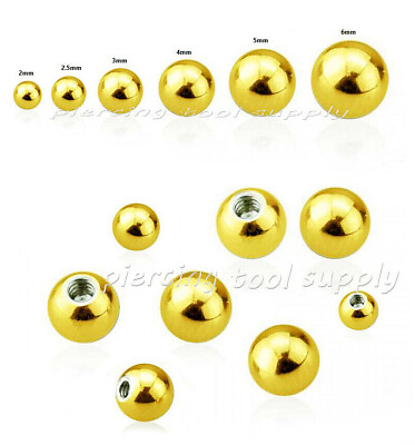 #ad 2pcs. Gold IP Surgical Steel Replacement Ball Part for Barbell Horseshoe Labret $1.69