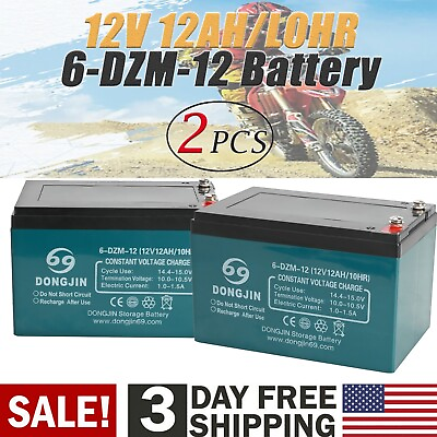 #ad 2PCS 12V 12Ah 6 DZM 12 Compatible Battery For Electric Bike ATV Go Kart Scooter $109.66