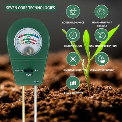 #ad 3 in 1 Soil pH Water Moisture Light Tester Meter For Plants Garden Seeding Grow $12.25