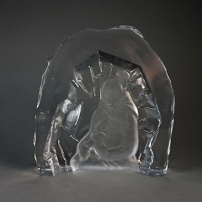 #ad Inuit Eskimo Mother amp; Child Glass Crystal Sculpture $38.24