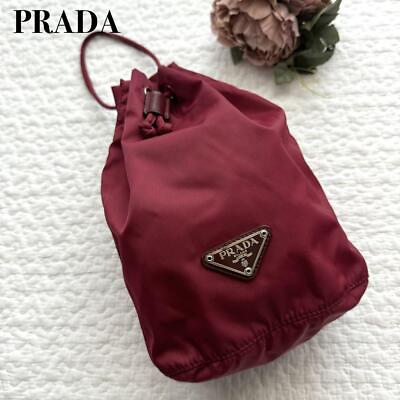 #ad PRADA nylon triangle logo MV369 mini pouch bag Bordeaux Womens Authentic $291.65