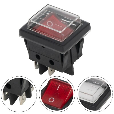 #ad RED 2 Position 4 Pins Switch POWER PUMP ON OFF Illuminated Rocker Switch New $7.17