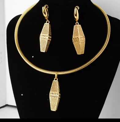 #ad 18k Gold plated Dubai party earrings necklace pendant set $25.99