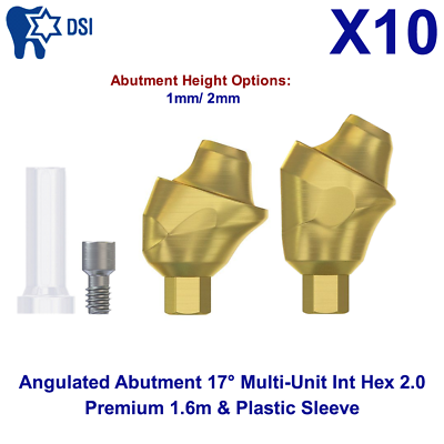 #ad 10x Plastic Set Sleeve amp; Angulated Abutment 17° Multi Unit 1.6m Int Hex 2.0mm $629.90
