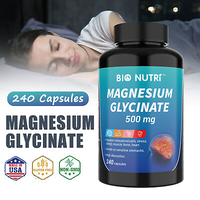 #ad Magnesium Glycinate 500mg 240 Capsules For Sleep Stress Relief Support Bone $15.99