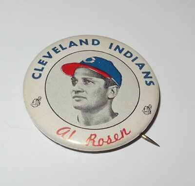 #ad RARE 1954 Baseball Al Rosen Cleveland Indians World Series Souvenir Pin Button $221.25