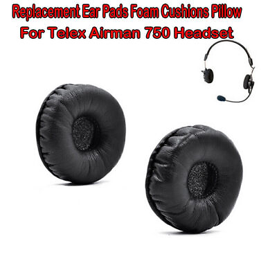 #ad Replace Leather Sponge Ear Cushions Earpads Black For Telex Airman 750 Headset $16.76