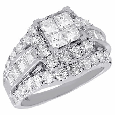 #ad 14K White Gold Ladies Princess amp; Round Cut Diamond Wedding Engagement Ring 2 Ct. $3295.00