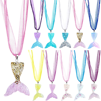 #ad 20 Pcs Mermaid Party Supplies Kit Mermaid Fishtail Necklace Gorgeous Fishtail... $23.99