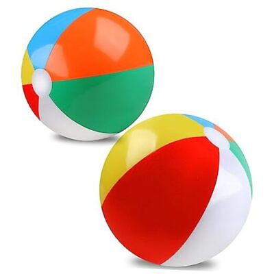 #ad 2 Pack Beach Balls 20 Inch Beach Balls for Kids Rainbow Color Pool Toys Pool $13.18