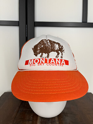 #ad Montana Hat Cap Snap Back Adult One Size Orange White Big Sky Country Bison $11.54