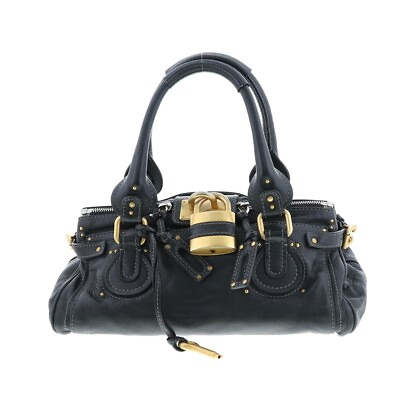 #ad CHLOE Paddington Hand Bag Black Leather w Gala Cadena Key USED $170.00