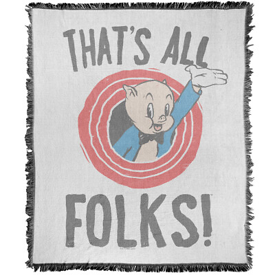 #ad Looney Tunes Blanket 50quot;x60quot; The That#x27;s All Folks Woven Cotton Blend Throw $47.99