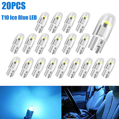 #ad 20Pcs Ice Blue LED Interior Map Dome T10 194 W5W 2825 License Plate Light Bulbs $0.99
