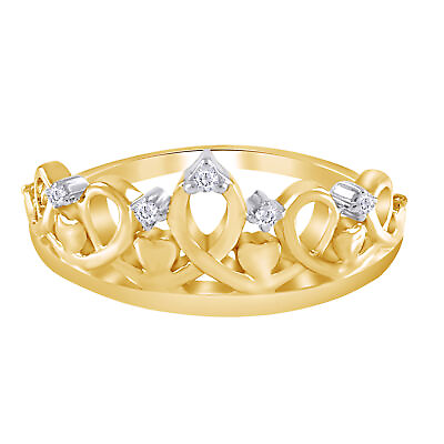 #ad Round Simulated Diamond Princess Crown Ring 14K Yellow Gold $350.82