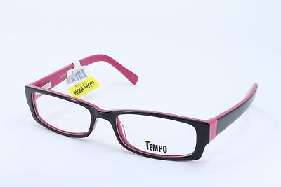 #ad Tempo WP7000 Black Pink Rectangle Women Full Rim 52 17 135 Eyeglasses Frames $19.95