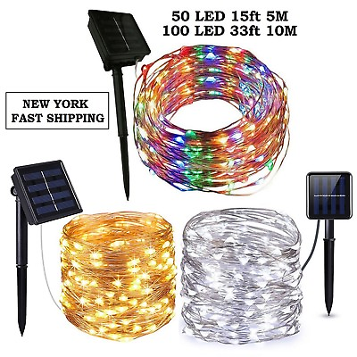 #ad Outdoor Waterproof Copper Wire Solar String Lights LED Garden Xmas Party Decor $9.99