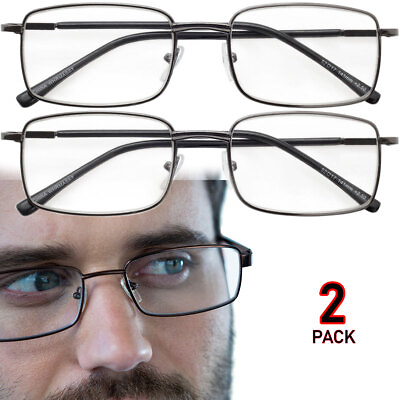 #ad #ad Reading Glasses Mens Womens Metal Reading Glasses 2 PACK Square Frame Readers $7.95