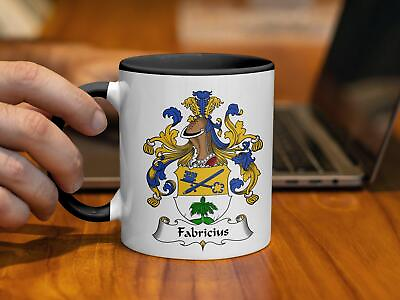 #ad Fabricius German Family Crest Mug Heraldic Emblem Coffee Cup $21.11