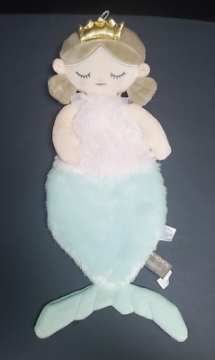 #ad DEMDACO Mermaid Princess Gold Crown Blankie Lovey doll Security Blanket Baby $14.94