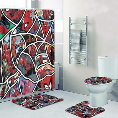#ad Spider Man Shower Curtain Set Bathroom Set1 $24.99
