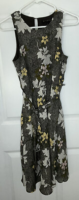 #ad Banana Republic Women#x27;s Brown Floral Belted A Line Sleeveless Dress Size 2P $21.88