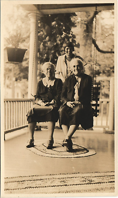 #ad PARMA MISSOURI LADIES ON PORCH SWING real photo postcard ANTIQUE MO RPPC 1930 $10.00