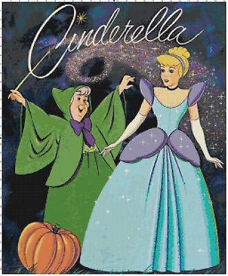 #ad Handmade Cartoon Cinderella amp; Fairy Godmother Counted Cross Stitch Pattern $15.96