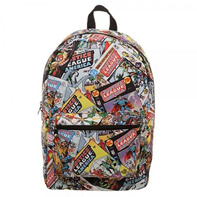 #ad Justice League All Over Comic Print Backpack $36.98