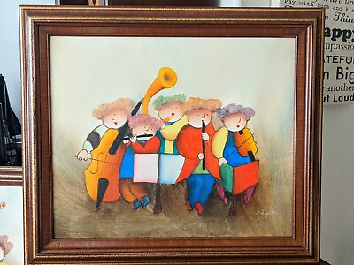 #ad J Roybal Signed Painting: Musical Children Band Canva Oil Art  20quot;x24quot;   $225.00