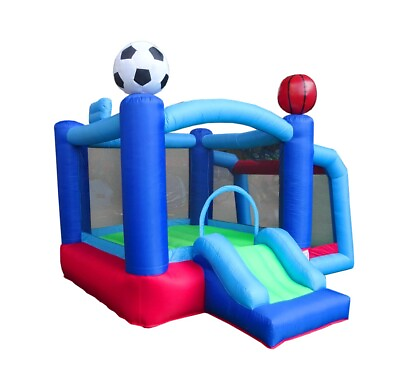 #ad Backyard Kids Inflatable Bounce House with Slide Sports Soccer Goal Bouncer Used $179.99