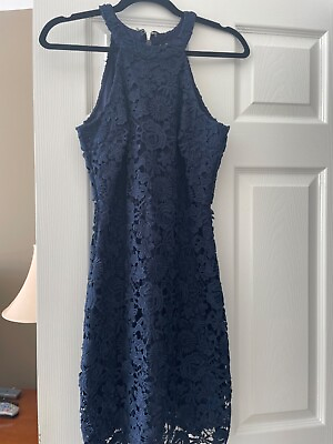 #ad Lulus Womens Navy Lace Dress Size Small $18.00