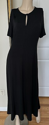 #ad J Jill WEAREVER Black Stretch Long Maxi Dress Short Sleeve Lightweight Size M $30.00