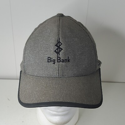 #ad Big Bank Embroidered Logo Adjustable Hat Baseball Cap Advertising Gray Black $12.99