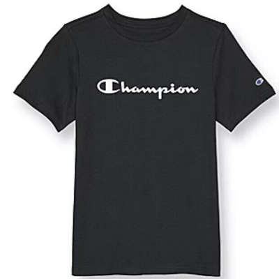 #ad #ad Champion Men T Shirt Size XL Logo Short Sleeve Cotton Crew Neck Black Tee NEW $8.67