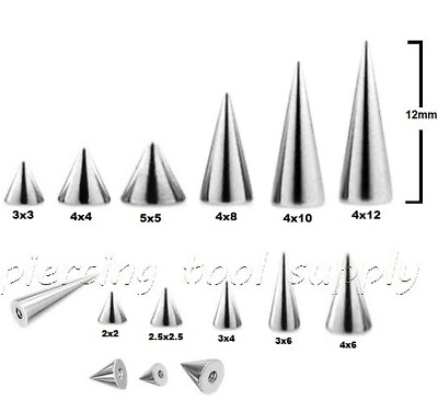 #ad 5pcs. Surgical Steel Threaded Spike Replacement Barbell Horseshoe Labret Top $3.82